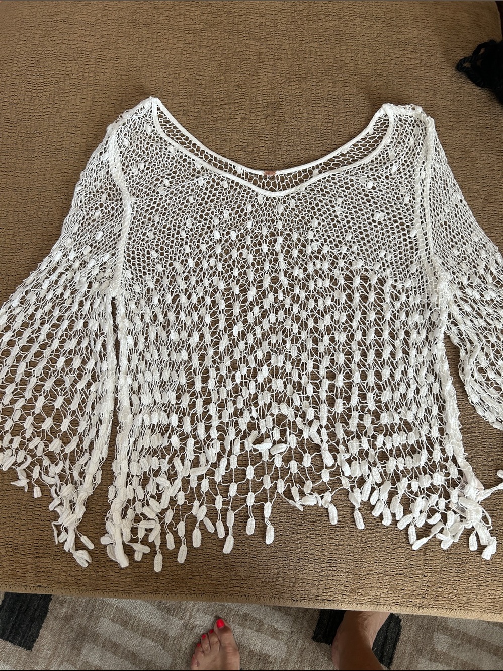 Free People White Crochet Open-Knit Women's Sweater cover up